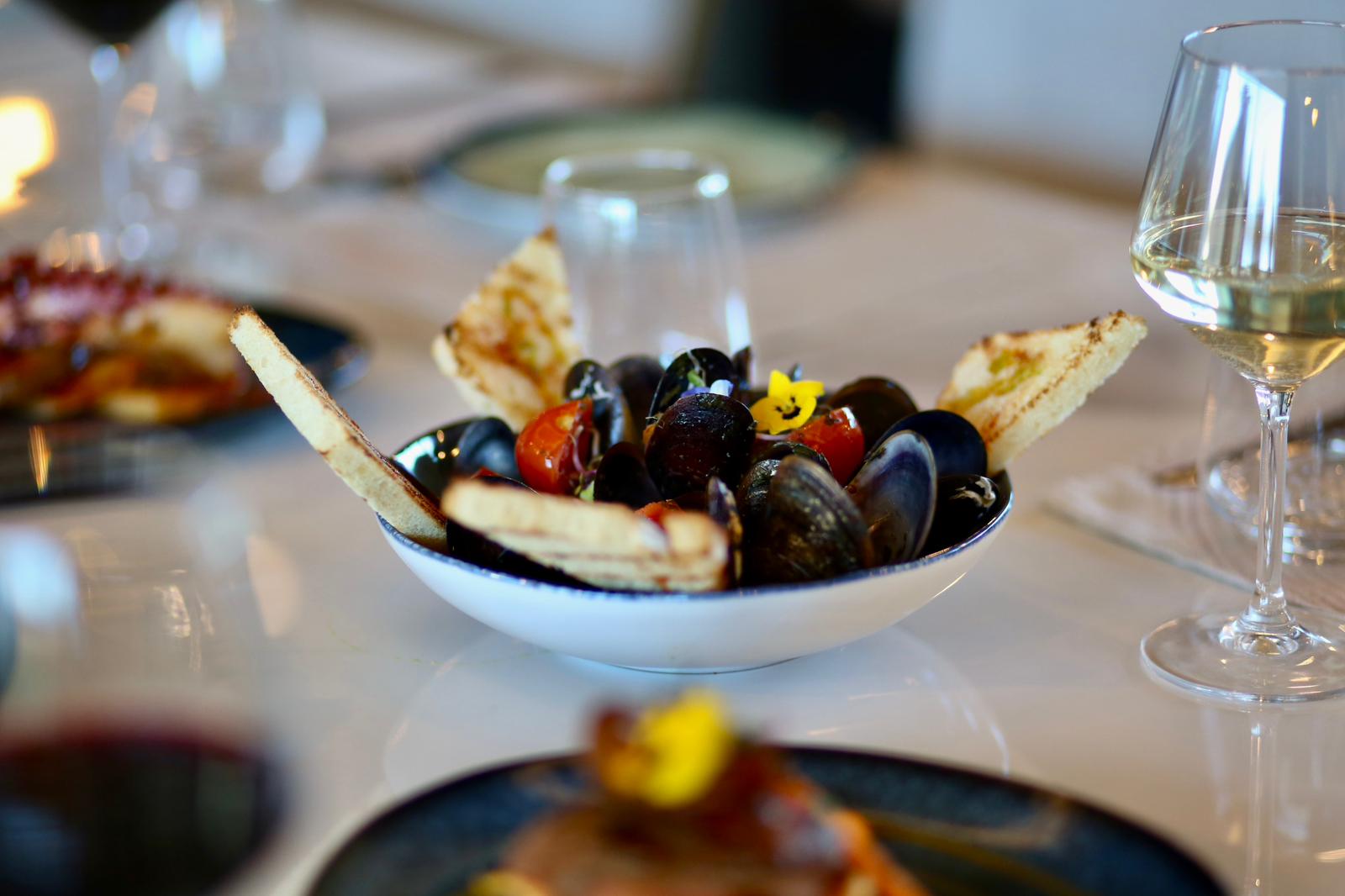 Mushroom risotto close-up with truffle shavings